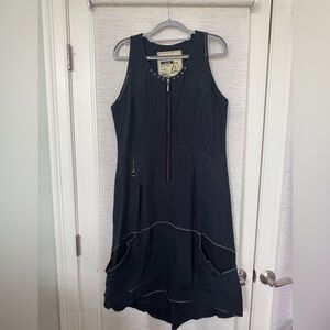 Animale Vintage Pinstripe Midi Pinafore Dress